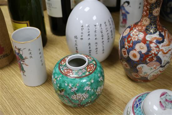 A collection of mixed Chinese and Japanese vases